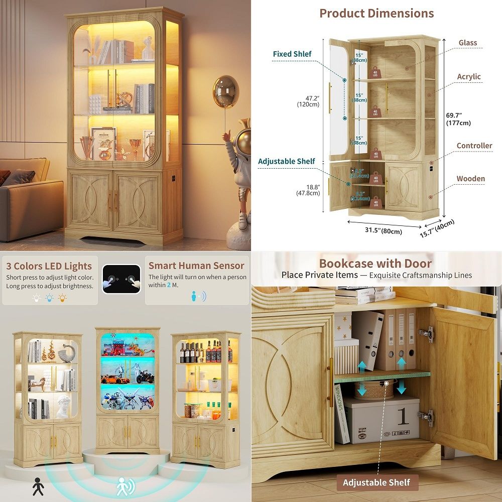Storage & Organization - Vitrina con Puertas de Vidrio y