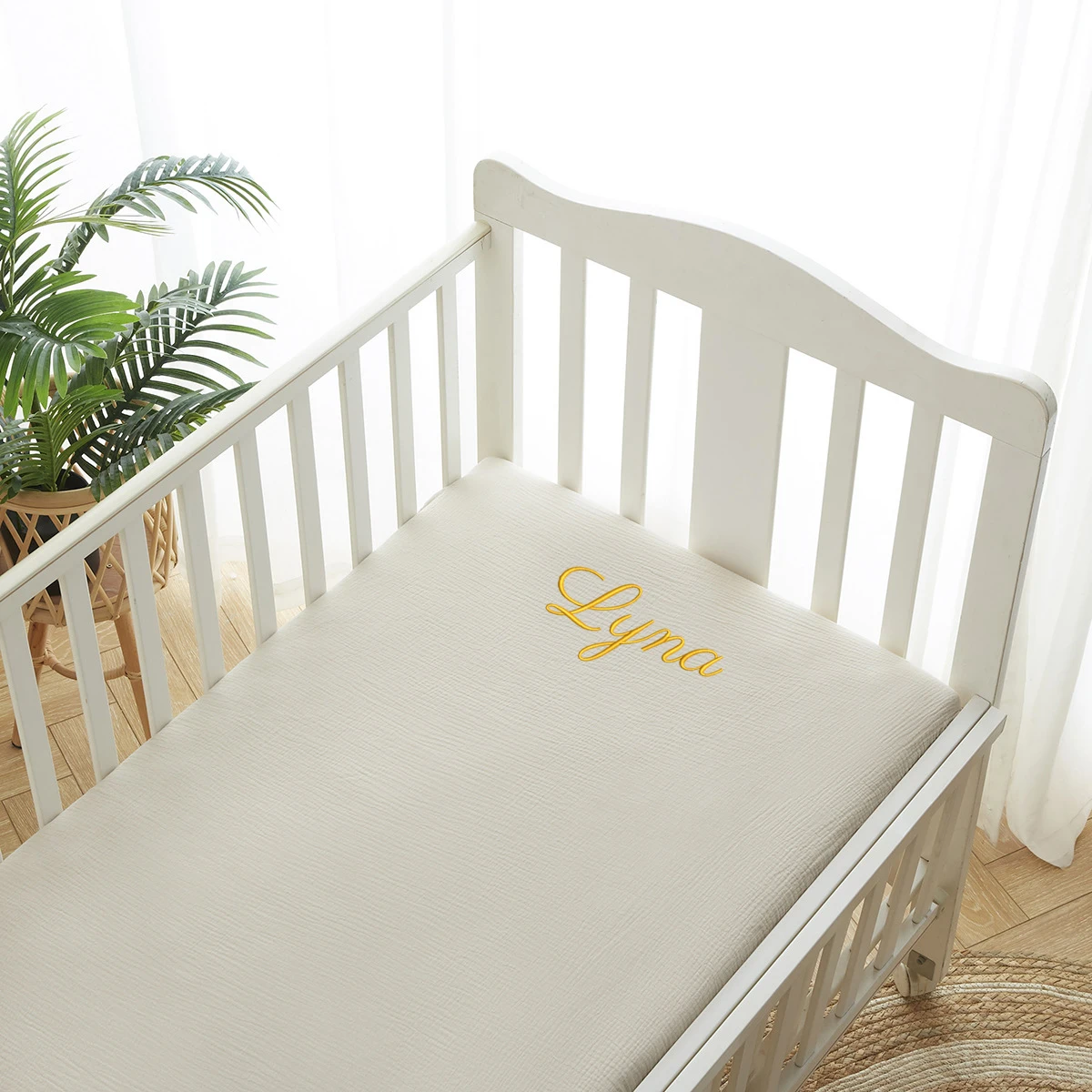 Muslin Cotton Bedspread - Sábanas de cuna de muselina bordadas