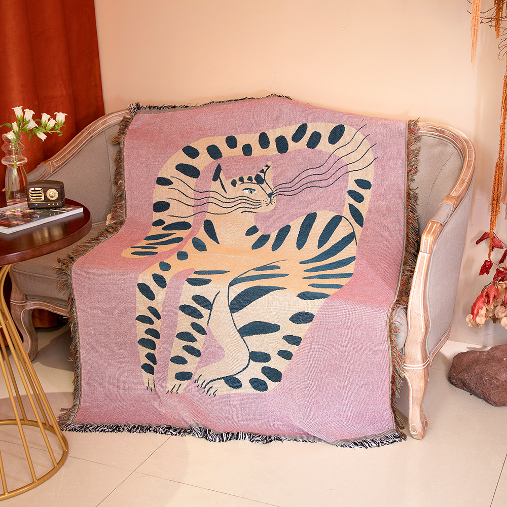 Boho Throw Blanket Fringe - Manta Decorativa Boho con Diseño Abstracto