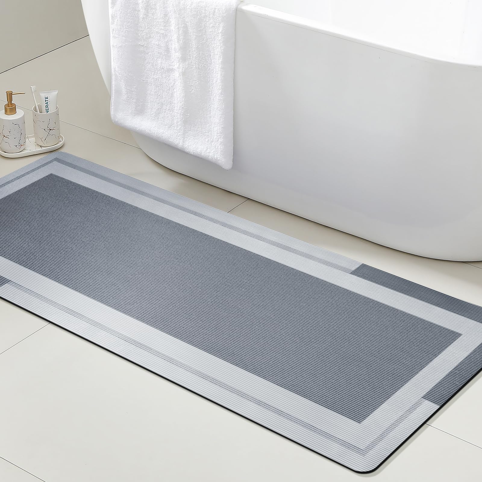 VIKAMA-alfombrilla para baño c - Quick Dry Diatomite Bath Mat reseña y precio