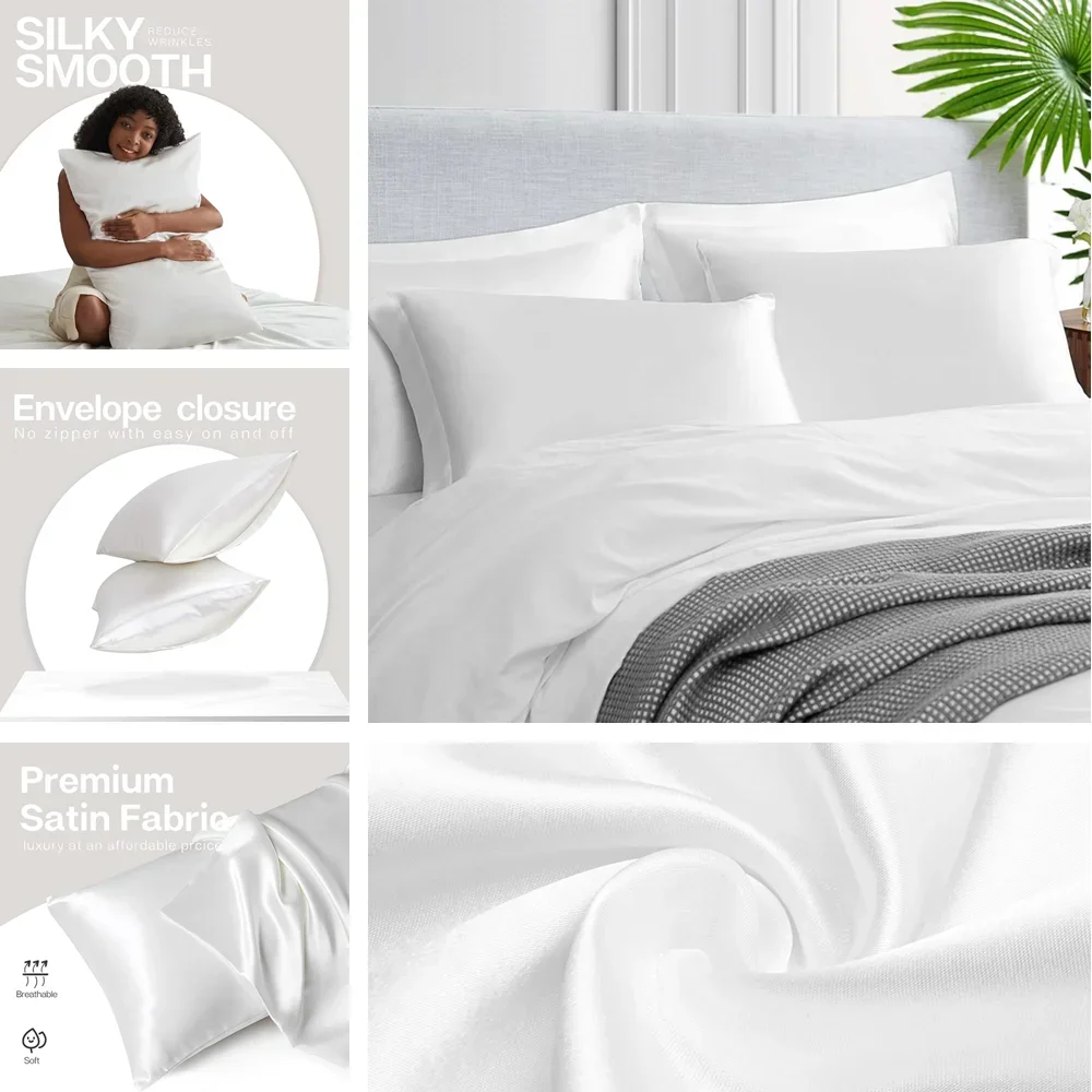 Paquete de 2 fundas de almohad - Satin Silk Pillowcase Hair Skin reseña y precio