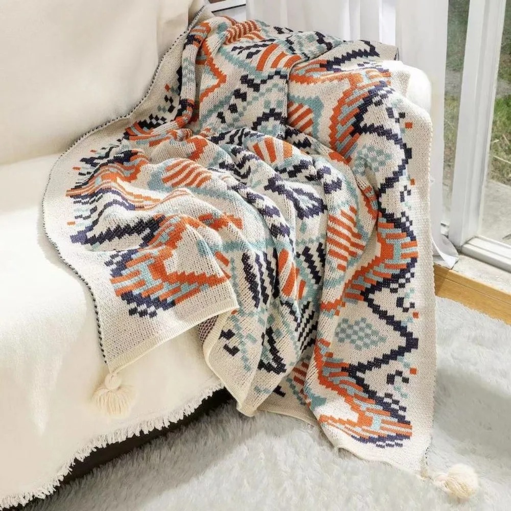 Mantas Vintage de Punto Grueso - Boho Throw Blanket Fringe reseña y precio