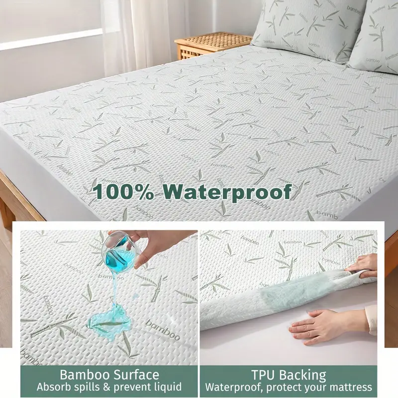 Protector de colchón de bambú, - Waterproof Mattress Protector Breathable reseña y precio