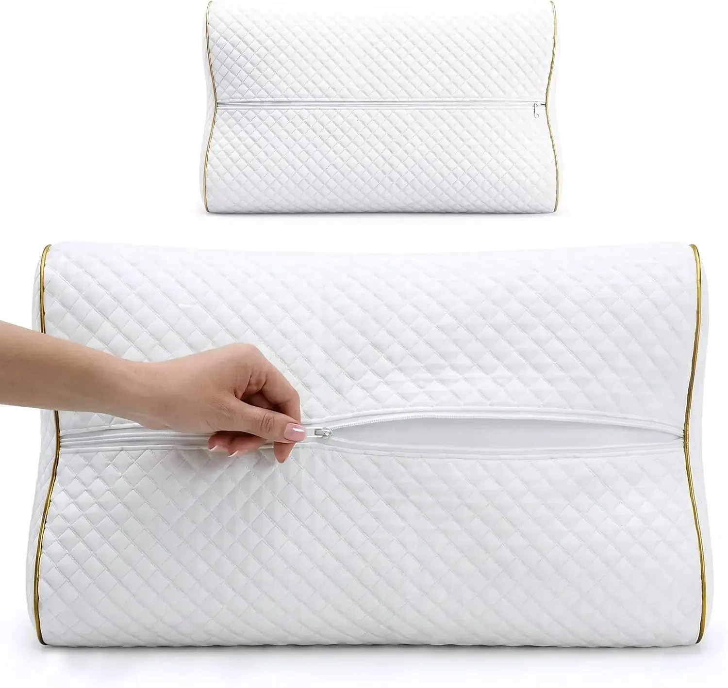 Paquete de 2 almohadas de espu - Memory Foam Orthopedic Pillow Neck Pain reseña y precio