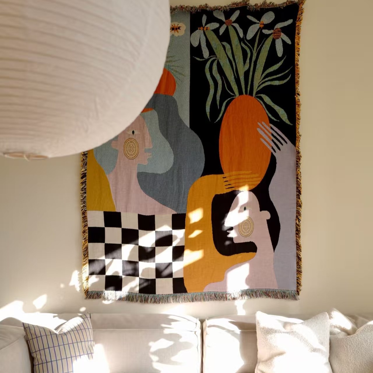 Tapiz de Arte Abstracto Modern - Boho Throw Blanket Fringe reseña y precio