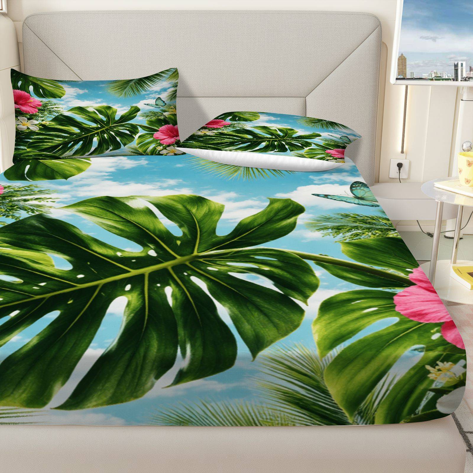 Juego de Sábanas de Hibisco Tr - Fitted Bed Sheets Deep Pocket reseña y precio