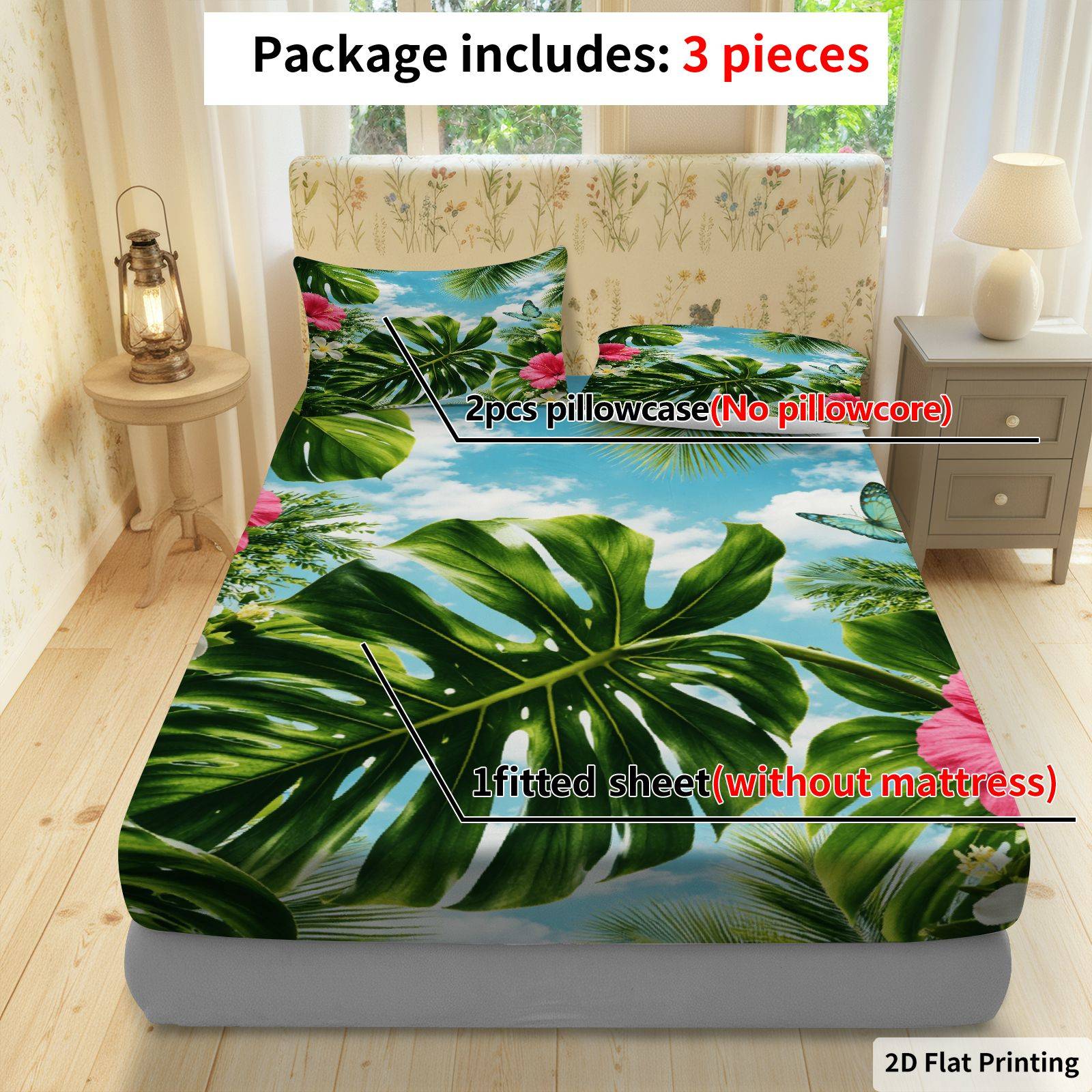 Juego de Sábanas de Hibisco Tr - Fitted Bed Sheets Deep Pocket reseña y precio