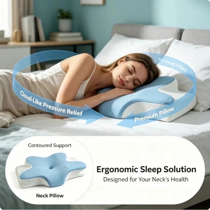 Almohada cervical de espuma vi - Memory Foam Orthopedic Pillow Neck Pain reseña y precio